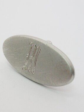 Vintage Tie Clip Initial M hand engraved old English Letter silver tone Swank